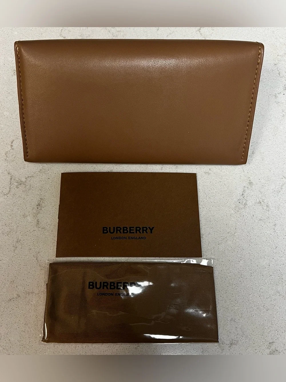 Burberry Brown Leather Glasses Case with Logo